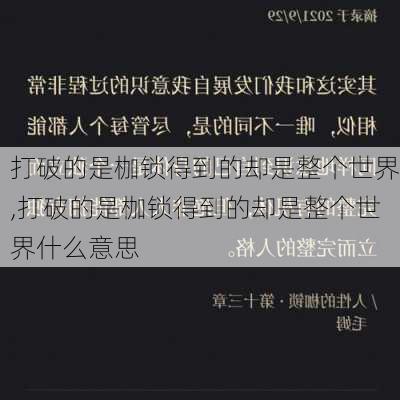 打破的是枷锁得到的却是整个世界,打破的是枷锁得到的却是整个世界什么意思