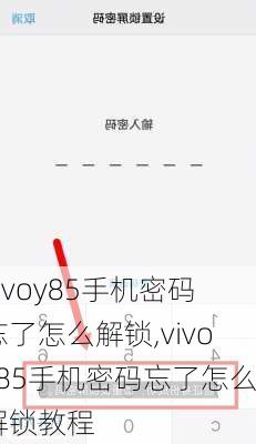 vivoy85手机密码忘了怎么解锁,vivoy85手机密码忘了怎么解锁教程