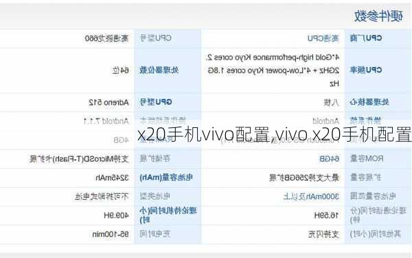 x20手机vivo配置,vivo x20手机配置