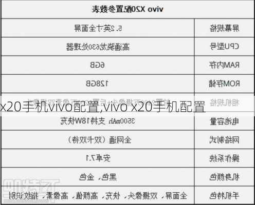 x20手机vivo配置,vivo x20手机配置