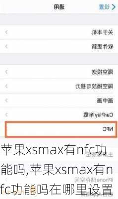 苹果xsmax有nfc功能吗,苹果xsmax有nfc功能吗在哪里设置