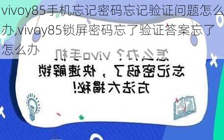 vivoy85手机忘记密码忘记验证问题怎么办,vivoy85锁屏密码忘了验证答案忘了怎么办