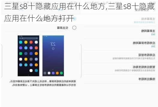 三星s8十隐藏应用在什么地方,三星s8十隐藏应用在什么地方打开