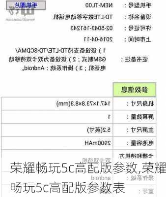 荣耀畅玩5c高配版参数,荣耀畅玩5c高配版参数表