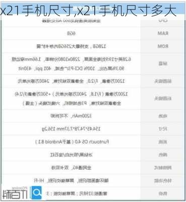 x21手机尺寸,x21手机尺寸多大
