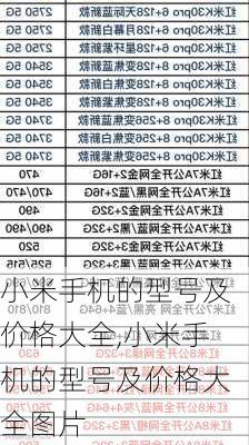 小米手机的型号及价格大全,小米手机的型号及价格大全图片