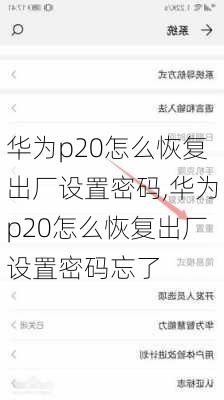 华为p20怎么恢复出厂设置密码,华为p20怎么恢复出厂设置密码忘了