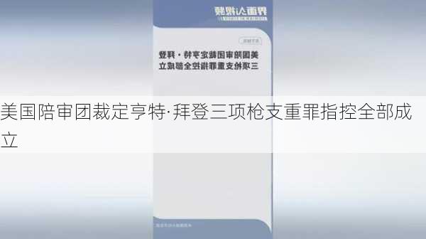 美国陪审团裁定亨特·拜登三项枪支重罪指控全部成立