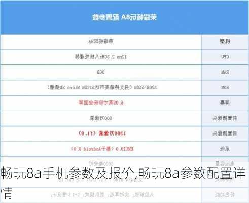 畅玩8a手机参数及报价,畅玩8a参数配置详情