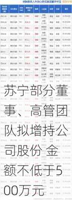 苏宁部分董事、高管团队拟增持公司股份 金额不低于500万元