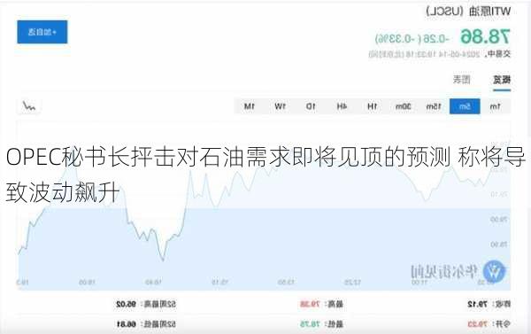 OPEC秘书长抨击对石油需求即将见顶的预测 称将导致波动飙升