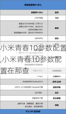 小米青春10参数配置,小米青春10参数配置在那查