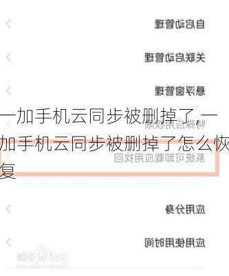 一加手机云同步被删掉了,一加手机云同步被删掉了怎么恢复