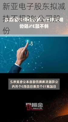 新亚电子股东拟减持不超3%公司股份