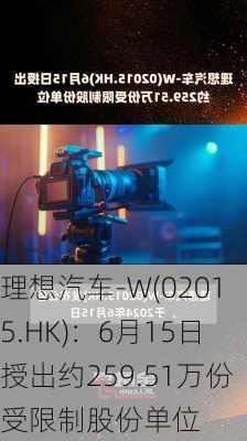 理想汽车-W(02015.HK)：6月15日授出约259.51万份受限制股份单位