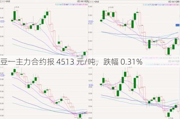 豆一主力合约报 4513 元/吨，跌幅 0.31%