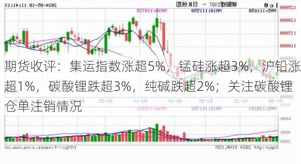 期货收评：集运指数涨超5%，锰硅涨超3%，沪铅涨超1%，碳酸锂跌超3%，纯碱跌超2%；关注碳酸锂仓单注销情况