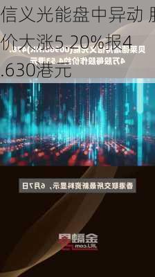 信义光能盘中异动 股价大涨5.20%报4.630港元