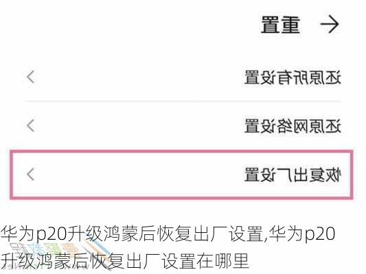 华为p20升级鸿蒙后恢复出厂设置,华为p20升级鸿蒙后恢复出厂设置在哪里