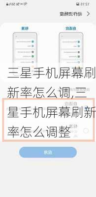 三星手机屏幕刷新率怎么调,三星手机屏幕刷新率怎么调整