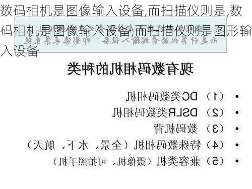 数码相机是图像输入设备,而扫描仪则是,数码相机是图像输入设备,而扫描仪则是图形输入设备