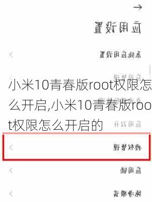 小米10青春版root权限怎么开启,小米10青春版root权限怎么开启的