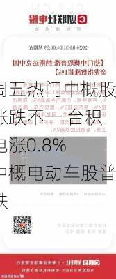 周五热门中概股涨跌不一 台积电涨0.8% 中概电动车股普跌