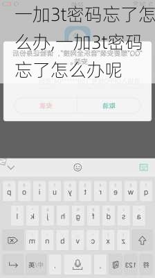 一加3t密码忘了怎么办,一加3t密码忘了怎么办呢