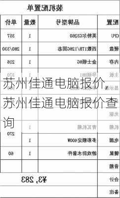 苏州佳通电脑报价,苏州佳通电脑报价查询