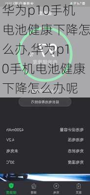 华为p10手机电池健康下降怎么办,华为p10手机电池健康下降怎么办呢