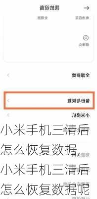 小米手机三清后怎么恢复数据,小米手机三清后怎么恢复数据呢