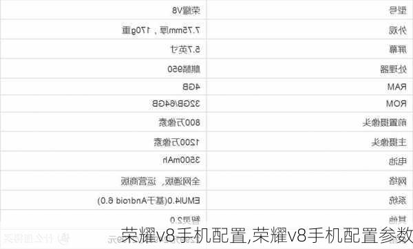 荣耀v8手机配置,荣耀v8手机配置参数