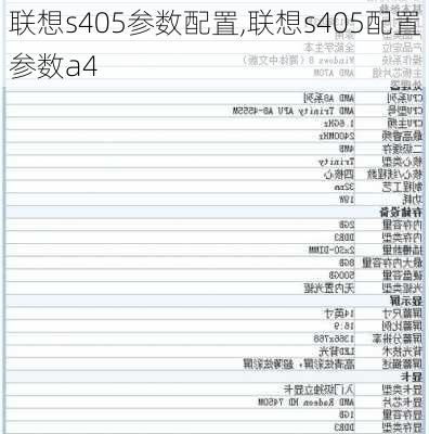 联想s405参数配置,联想s405配置参数a4