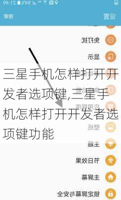 三星手机怎样打开开发者选项键,三星手机怎样打开开发者选项键功能