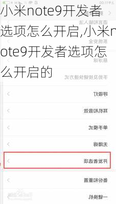 小米note9开发者选项怎么开启,小米note9开发者选项怎么开启的