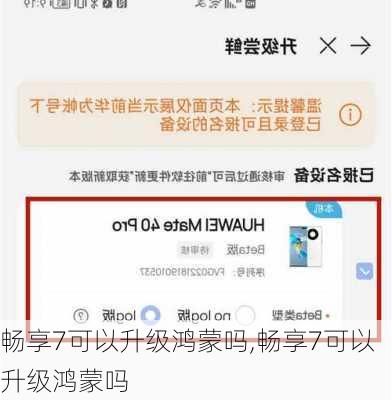 畅享7可以升级鸿蒙吗,畅享7可以升级鸿蒙吗