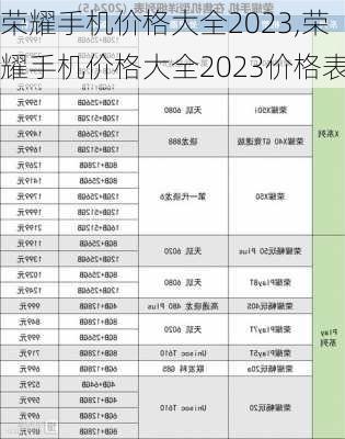 荣耀手机价格大全2023,荣耀手机价格大全2023价格表