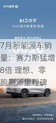 7月新能源车销量：赛力斯猛增8倍 理想、零跑刷新里程碑