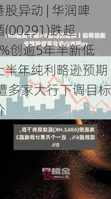 港股异动 | 华润啤酒(00291)跌超6%创逾5年半新低 上半年纯利略逊预期  遭多家大行下调目标价