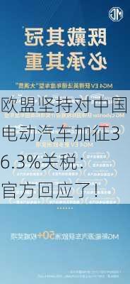 欧盟坚持对中国电动汽车加征36.3%关税：官方回应了！