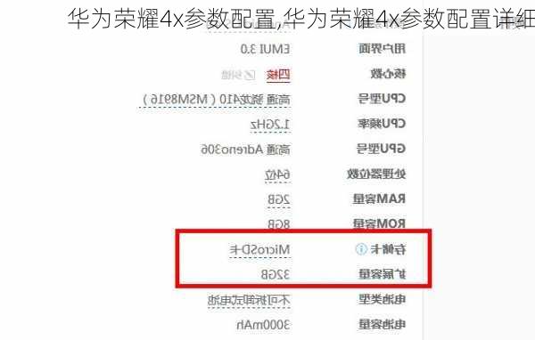 华为荣耀4x参数配置,华为荣耀4x参数配置详细
