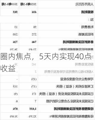 圈内焦点，5天内实现40点收益