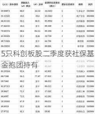 5只科创板股二季度获社保基金抱团持有