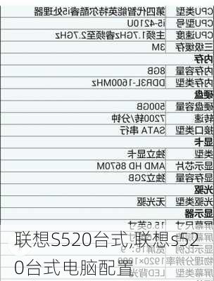 联想S520台式,联想s520台式电脑配置