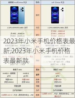 2023年小米手机价格表最新,2023年小米手机价格表最新款