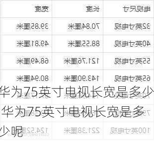 华为75英寸电视长宽是多少,华为75英寸电视长宽是多少呢