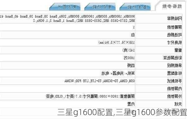 三星g1600配置,三星g1600参数配置