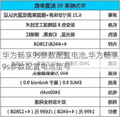 华为畅享9s参数配置电池,华为畅享9s参数配置电池型号