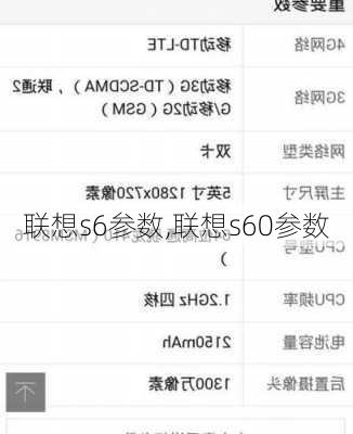 联想s6参数,联想s60参数