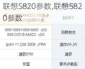 联想S820参数,联想S820参数